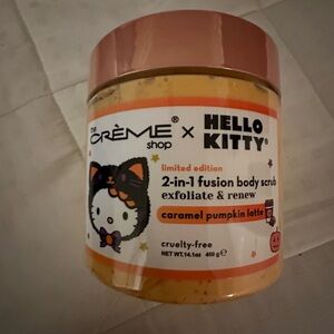 Hello Kitty body scrub caramel pumpkin latte the Crème shop NEW limited edition